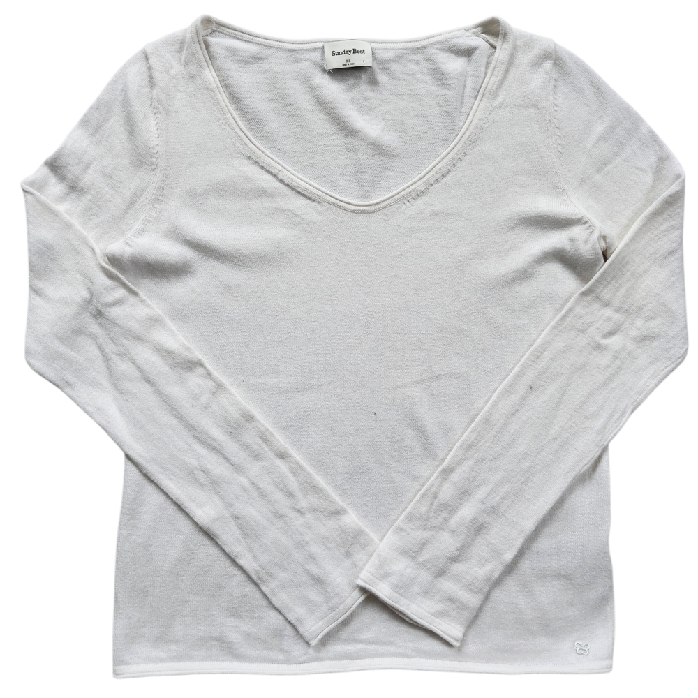 Aritzia Sunday Best Cashmere Blend Long Sleeve Top – White – Size XS - Picture 2 of 6